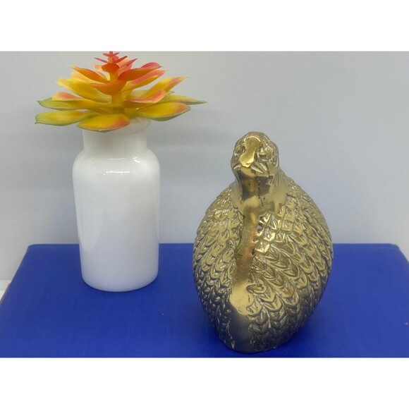 Vintage Brass Quail Figurine, Partridge Figurine, Mid Century Decor, Brass Bird - Picture 3 of 8